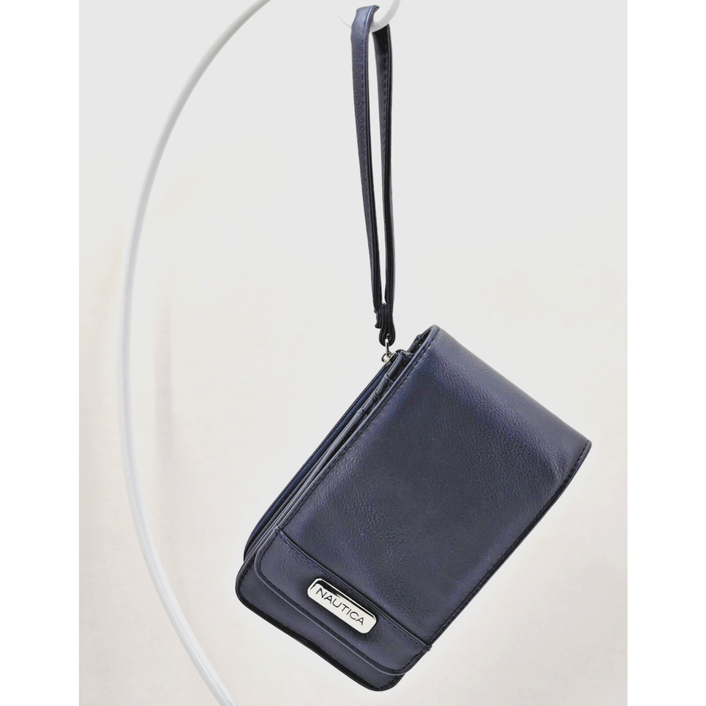 Nautica Crossbody Phone Bag Wristlet Clutch RFID Navy Blue Faux Leather